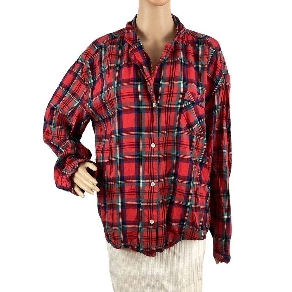 Victoria's Secret Pajama Top Size L Red Plaid